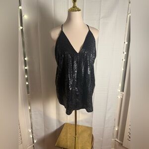Adrienne Black Metallic Relaxed Camisole